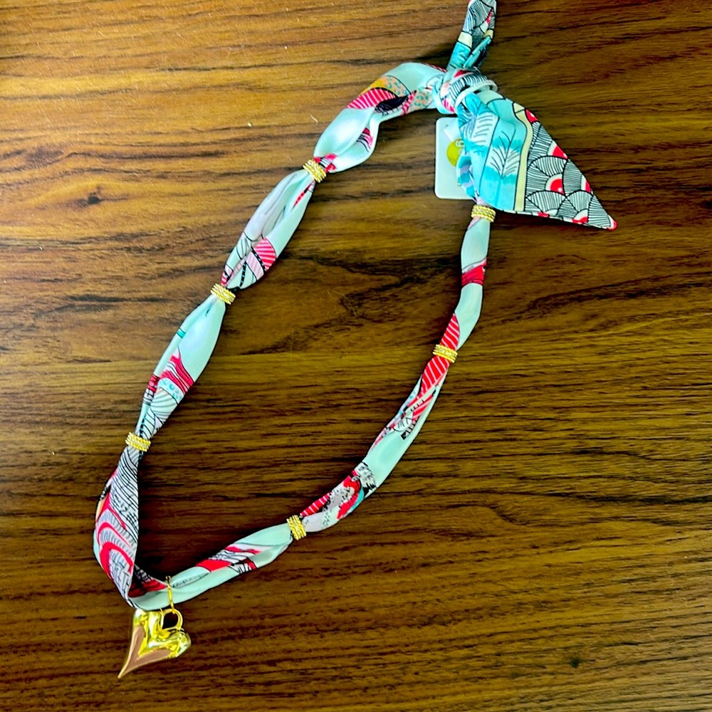 Scarf necklace with heart drop!